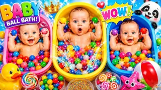 😍Rainbow Ball Bath Adventure🍼🌈 | ASMR Rainbow Color Balls | Satisfying Kids Fun