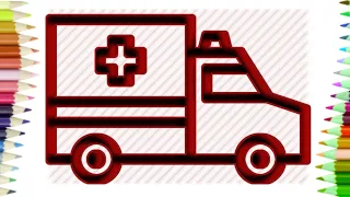 Simple EASY Ambulance Medical Van Drawing ,How To Draw Ambulance Drawing,Ambulance कैसे बनाए