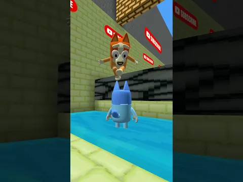 Bluey And Bingo PLAY A DUO MINECRAFT RUN TOGETHER! 20 😃💙🤡 #shorts #minecraft #roblox