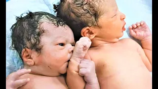 Two New Lives Born Together, Naturally Different | Big Fraternal Twin Newborns After Birth