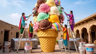 🍦 4 Punjabi Women Build a GIANT Colorful Ice Cream Cone for Village Kids ❤️
