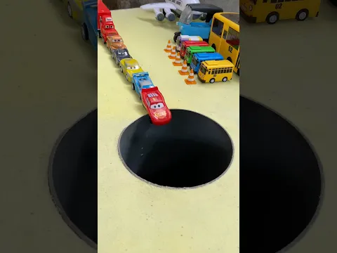 Big Truck Psuhing Racing Car And Bus Car Into Pit #jcb #jcbvideo #tractor #train