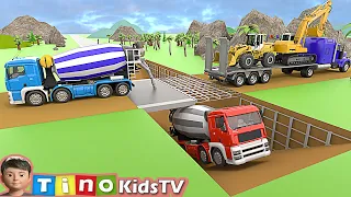 Excavator & Wheel Loader Trailer Truck vs Cargo Truck Collision | Underpass Road Construction