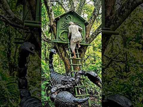 i Created a Secret Bamboos House inJungle #bamboohouse #shorts