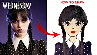 How to Draw Wednesday Addams | Netflix Wednesday | Easy Drawing Tutorial (step by step)