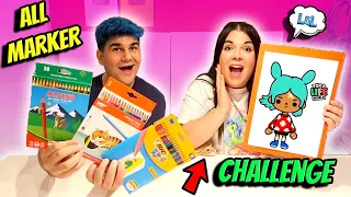 ALL MARKER CHALLENGE 🎨 Dibujo Toca Boca Life World ✏ PROBANDO LAPICES DE COLORES ECONÓMICOS