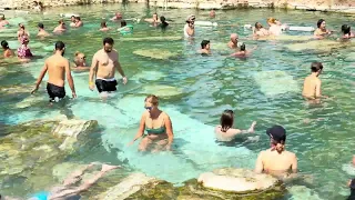 Pool of Old Magical Times Pamukkale Cleopatra Pool Relaxing 💦🌞 #cleopatra #pamukkale