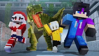 ESCAPANDO DE UN PARQUE DE DINOSAURIOS CON AMIGOS | Jurassic Park Minecraft