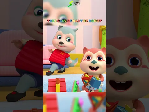 Robot Takes Care of Baby  #baby #3d #shorts #kidssongs #robot