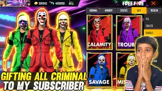 Gifting Red & Green Criminal Bundle To 9 Year Old Subscriber Got All Rare Gun Skin & Emote Free Fire