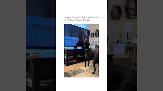Dog was ready to fight with Dinosaur | #doglovers #dogaction