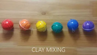 rainbow basketball jelly clay mixing 무지개 농구공 젤리 점토 섞기