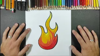 Como dibujar una llama 🔥 paso a paso | How to draw a fire 🔥