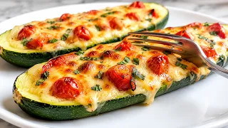 Air Fryer Zucchini Boats with Mozzarella & Tomatoes | Easy Zucchini Recipe