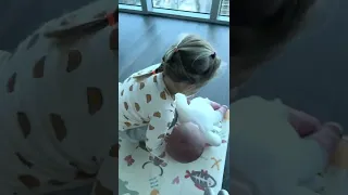 Cute Naomi is taking care of her dolls in the morning. Cute Baby video!