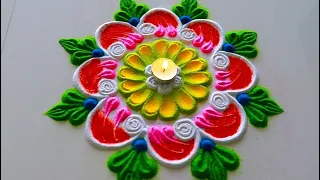 Easy & Simple Diwali Rangoli 2025 | Beautiful & Colourful Rangoli | दिवाली की आसान और सुंदर रंगोली