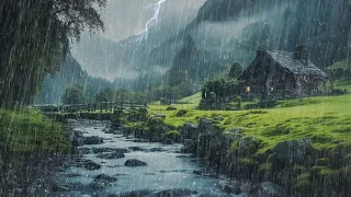 Barulho de Chuva de Bênçãos e Trovoadas na Floresta para Dormir Profundamente - Chuva no Telhado