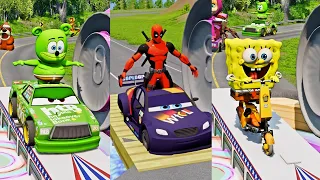 Weird Cars & Shit Cars Going VS Bollard Barbie and Hammer Foot Hulk's Crush in BeamNG.drive #shorts