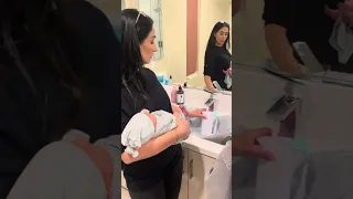 My grandson first shower at home