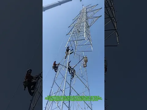 Transmission Tower Assembly | Aerial Structural Installation | High-Altitude Power Line Construction