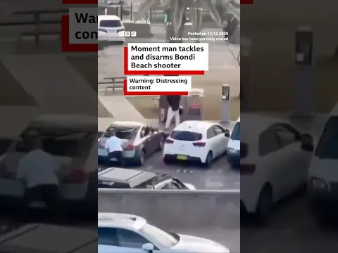 Eyewitness captures moment man tackles and disarms Bondi Beach shooter. #Australia #BBCNews