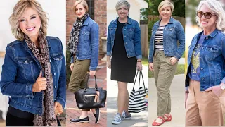 CÓMO USAR CHAQUETAS DE JEANS DESPUÉS DE LOS 40 50 60 Y  7O AÑOS MODA SEÑORAS A LA MODA  🧥