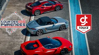 Tour des Pyrenees 2024 - Ferraris and Porsches on a racetrack chased by high-speed drone!