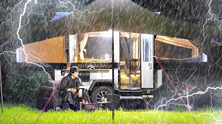 $9,900 Full-Automatic Tent Trailer Camping in the Rain ☔ Awesome 3 Second Setup Awning