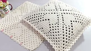 CAPA DE ALMOFADA EM CROCHÊ.#aldacilenecroche