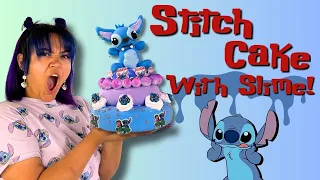 I make the FIRST EVER Stitch cake with SLIME!!