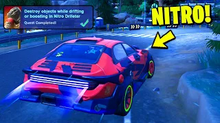 How to EASILY Destroy Objects while drifting or boosting in a Nitro Drifter - Fortnite Quest