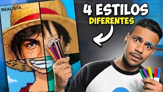 4 ESTILOS EM 1 DESENHO - LUFFY do One Piece