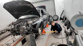 Audi A6.  Вытяжка морды на неудобном стапеле😎