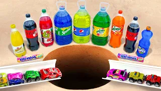 EXPERIMENT: 1000 Marbles vs Racing Cars, Eruption from Coca-Cola, Fanta, Sprite, Mirinda vs Mentos