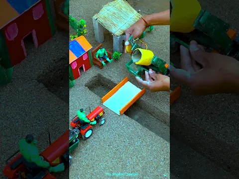 real working mini tractor making bridge project  | Amazing Diy Construction project #shorts #reels