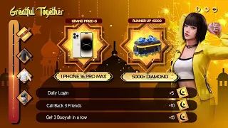 IPhone 16 Pro Max Giveaway Free Fire 💥| Greteful Together Event Free fire | Free Fire New Event