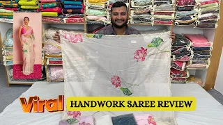 Organza Handwork Saree/All In One Saree/Floral Print With Handwork Saree/Most Viral Saree/Saree Shop
