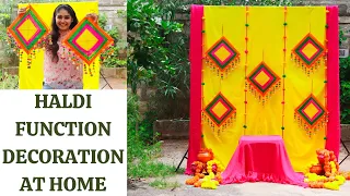 DIY HALDI FUNCTION STAGE DECORATION IDEAS AT HOME| LOCKDOWN WEDDING DIY DECOR |DIY STAGE FOR 2000/-
