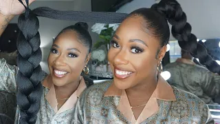 Super Easy DIY Long Jumbo Braid Ponytail with Braiding Hair