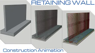Retaining Wall Construction Animation | Retaining Wall Rebar Details in 3D Animation