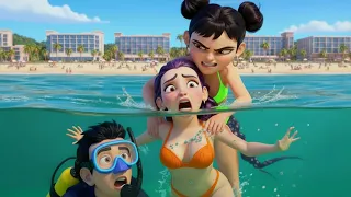 SAVING ZOE FROM BABY SAHJA'S CONSPIRACY DURING A BEACH SWIMMING - HUNTR/X GOLDEN" KPOP Demon Hunters