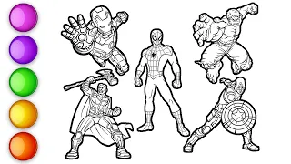 How to Color ⭐AVENGERS HEROES⭐ Hulk, Ironman, Spiderman, Thor, Captain America