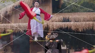 Kung Fu Master And Girl Beat Dark Ninja With Spicy Noodles(Kung Fu Food)功夫大俠與少女居然用麻辣米線擊敗了敵人！