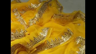 Gorgeous Chiffon Sarees with Border Gota Patti Handwork | Embroidery Sarees Online (2021)