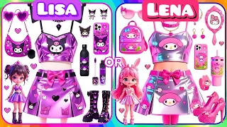 Lisa and Lena Dress edition 👗💕☀️ Hello Kitty 🩷 Vs Kuromi 💜 #kuromi #hellokitty #viral #lisaorlena 