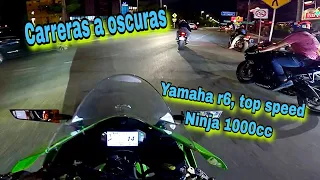 Carrera nocturna KAWASAKI NINJA a oscuras #motos #automobile #moteros