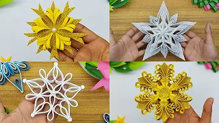 4 Amazing Snowflakes Ornaments For Christmas Tree Decorations🎄DIY Christmas Crafts🎄Do It Together