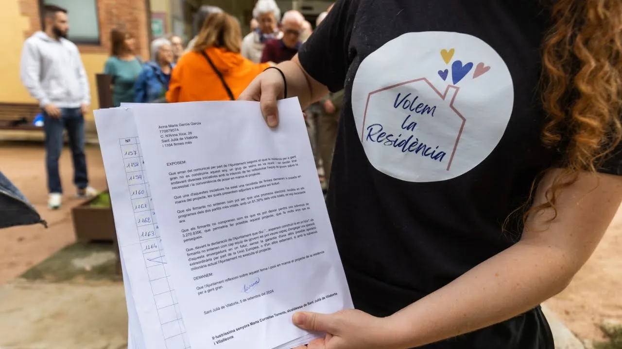 La plataforma que defensa la residència de gent gran a Sant Julià lliura les firmes recollides