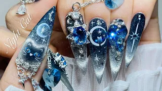밤하늘 고양이 네일🌘🐈‍⬛ 초간단 자석 냥이 만드는법! 네일 ASMR | 네일케어 | 폼지연장 | 셀프네일 | 네일아트