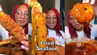 Fried Seafood 🍤 Fried King Crab 🦀 Mega Prawn 🦐 Seafood Boil Mukbang